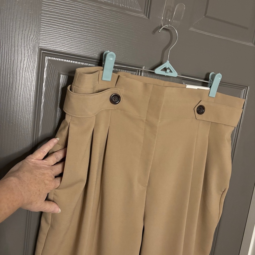 Ann Taylor The Paperbag Ankle Pant New Trousers / Pants Tan Pleated Size 14 - Picture 3 of 14